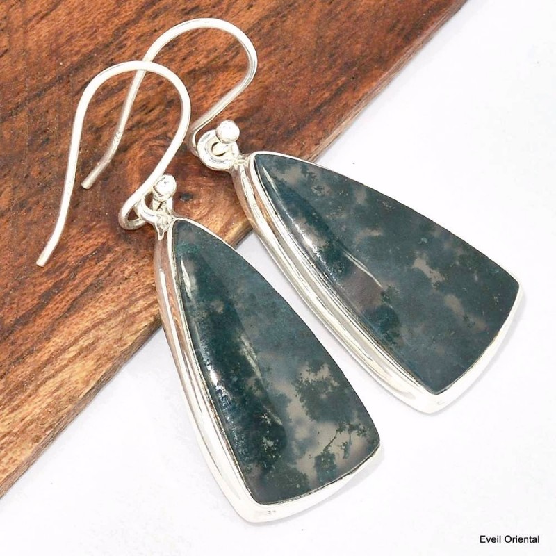 Grandes boucles d'oreilles en Agate mousse 