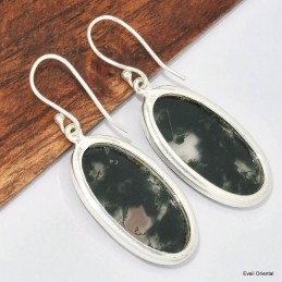 Grandes boucles d'oreilles ovales en Agate mousse 