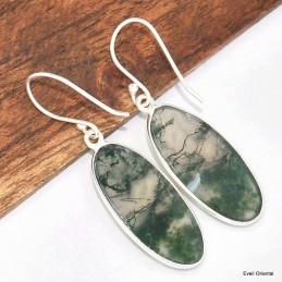 Boucles d'oreilles ovales en Agate mousse 