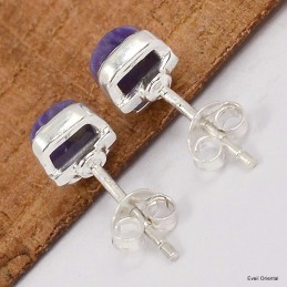 Boucles d'oreilles clous en Charoite 