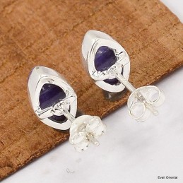 Boucles d'oreilles marquise en Charoite 