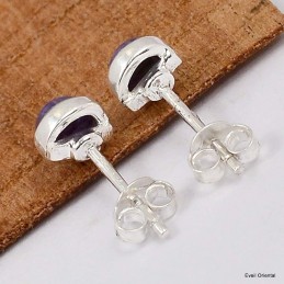 Clous d'oreilles en Charoite de Russie 