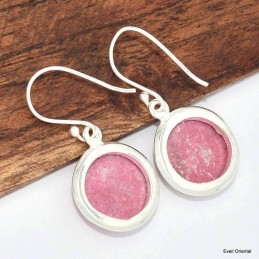 Boucles d'oreilles rondes en Thulite rose 