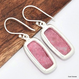 Boucles d'oreilles rectangulaires en Thulite rose 