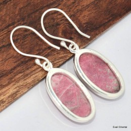 Boucles d'oreilles ovales en Thulite rose 