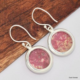 Boucles d'oreilles Thlite rose rondes Boucles d'oreilles en pierres KC84.3