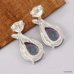 Boucles d'oreilles design Quartz mystique facetté Boucles d'oreilles en pierres KC86.1