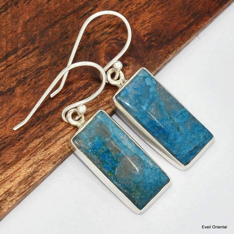 Boucles d'oreilles Shattuckite rectangulaires 