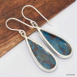 Boucles d'oreilles goutte en Shattuckite 