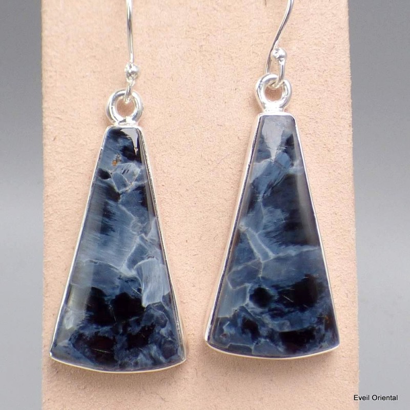 Boucles d'oreilles Pietersite bleu triangulaire 