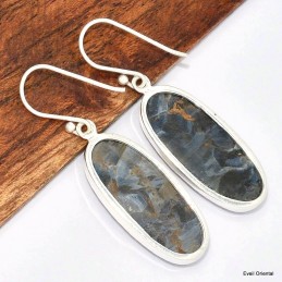 Boucles d'oreilles Pietersite bleue ovales 