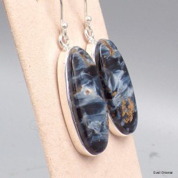 Boucles d'oreilles Pietersite bleue ovales 