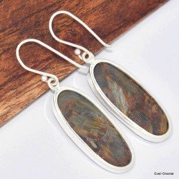 Boucles d'oreilles Pietersite fauves ovales 