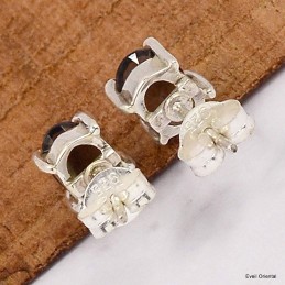 Clous d'oreilles Quartz fumé facetté 