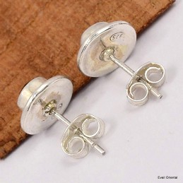 Clous d'oreilles rondes en Quartz fumé facetté 