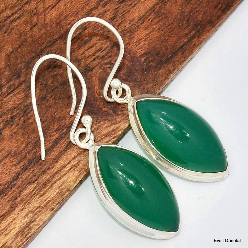 Boucles d'oreilles marquise Onyx vert 