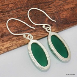 Boucles d'oreilles ovales Onyx vert 