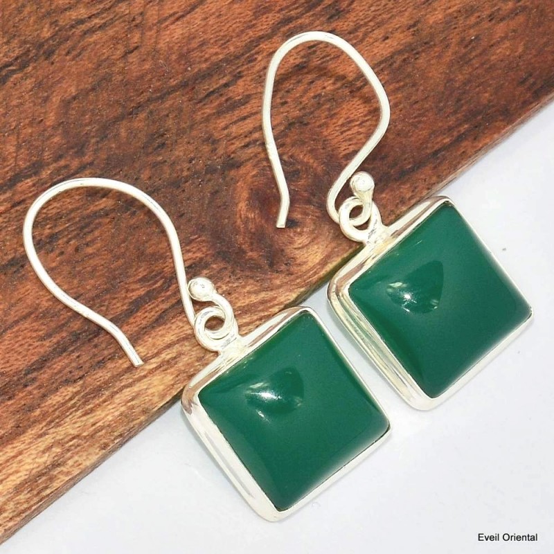 Boucles d'oreilles carrées Onyx vert 