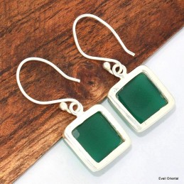 Boucles d'oreilles carrées Onyx vert 