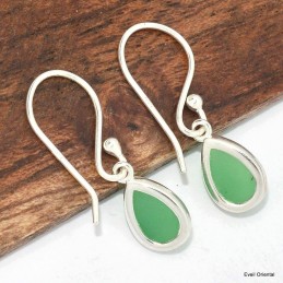 Boucles d'oreilles goutte en Chrysoprase  