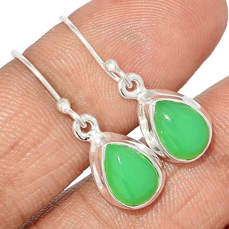 Boucles d'oreilles goutte en Chrysoprase  