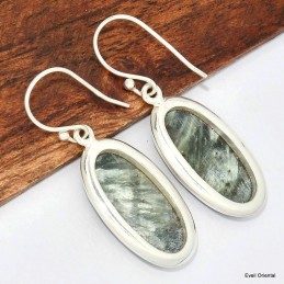 Boucles d'oreilles longues ovales Seraphinite 