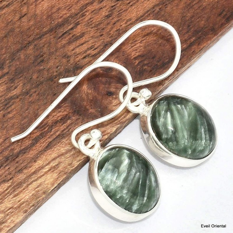 Boucles d'oreilles ovales en Seraphinite 