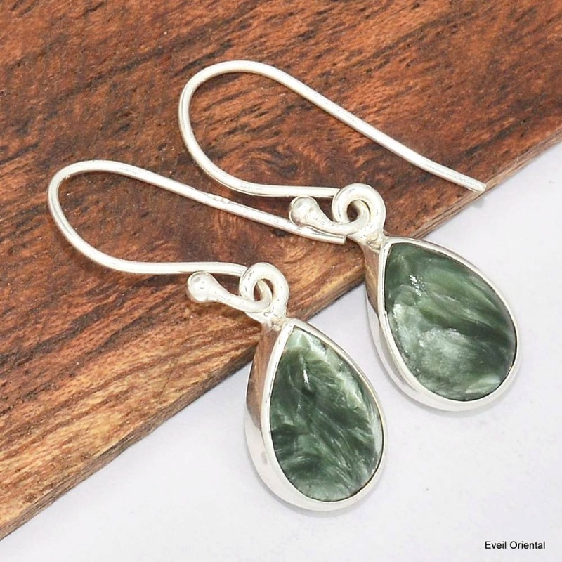 Boucles d'oreilles goutte en Seraphinite 