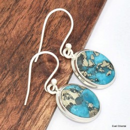 Boucles d'oreilles en Turquoise avec pyrite 