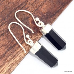 Boucles d'oreilles batônnets en Onyx noir 