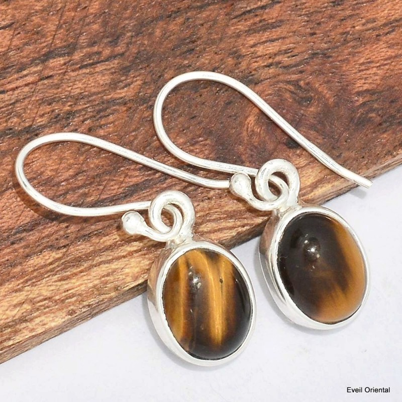 Boucles d'oreilles ovales Oeil de Tigre 