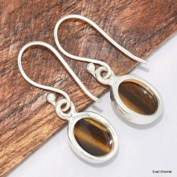 Boucles d'oreilles ovales Oeil de Tigre 