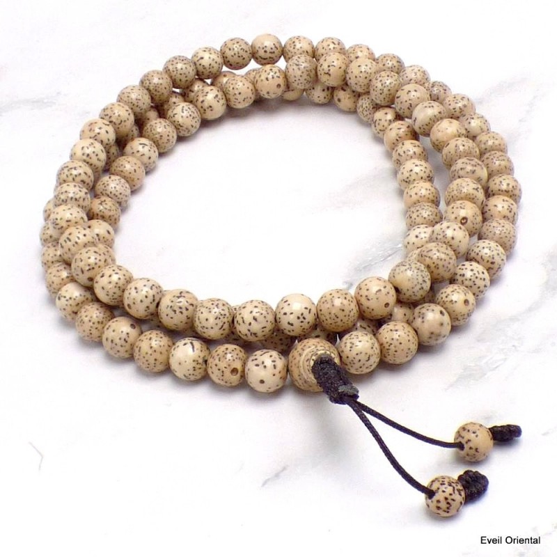 Mala 108 perles en Graines de Lotus beiges 