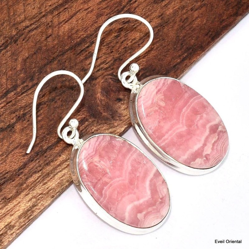 Boucles d'oreilles bijou Rhodochrosite ovales 