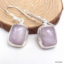 Boucles d'oreilles rectangulaires Kunzite 