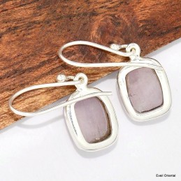 Boucles d'oreilles rectangulaires Kunzite 