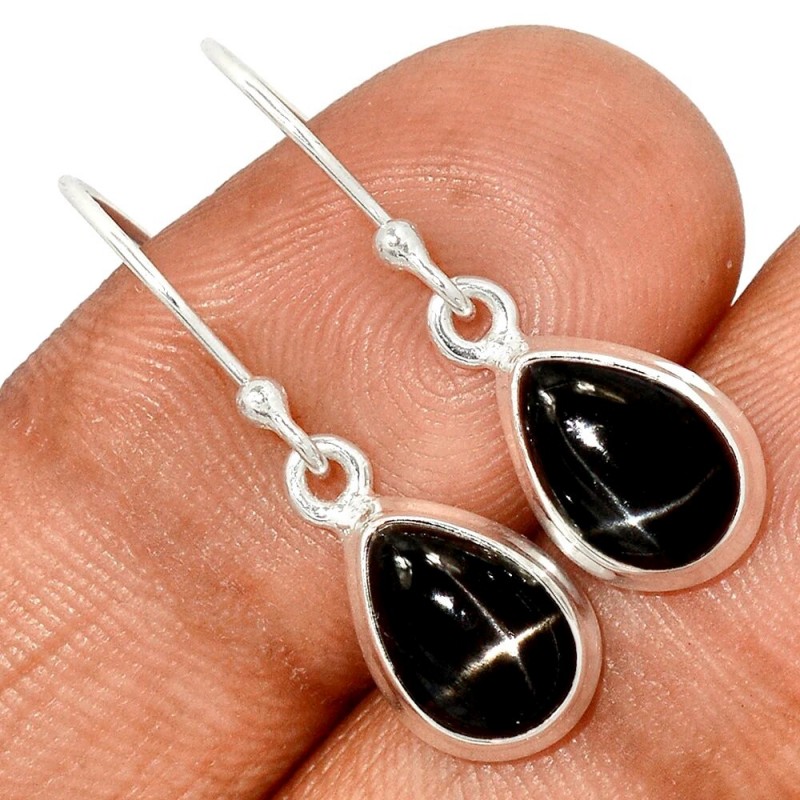 Boucles d'oreilles goutte Black Star Diopside 