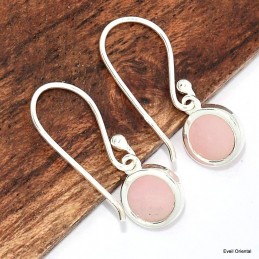 Boucles d'oreilles Opale rose forme ronde Bijoux en Opale Rose KC109