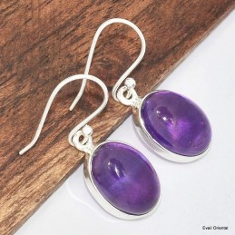 Boucles d'oreilles ovales Améthyste véritable Boucles d'oreilles en pierres KC111.1