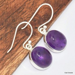 Boucles d'oreilles ovales en Améthyste véritable Boucles d'oreilles en pierres KC111.2