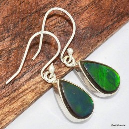 Boucles d'oreilles Ammolite verte grade AAA 