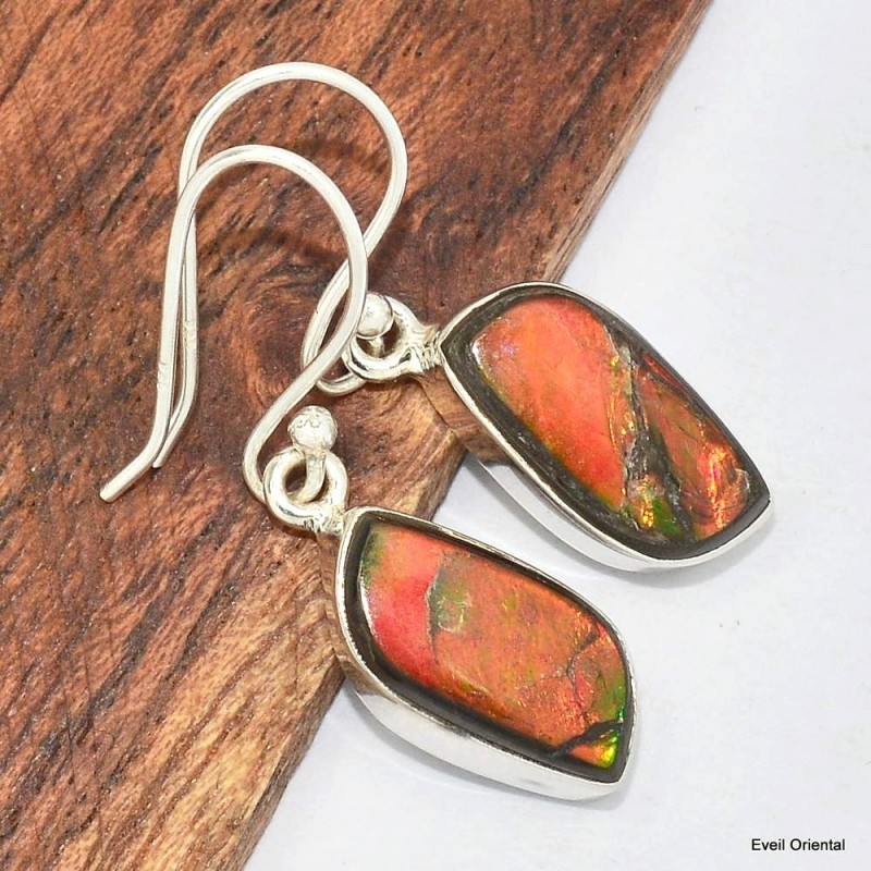 Boucles d'oreilles Ammolite orange grade AAA 