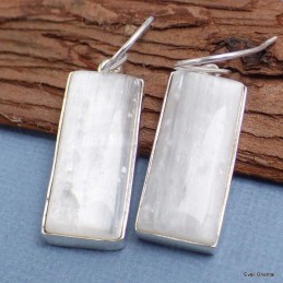 Boucle d'oreilles rectangulaires en Sélénite 