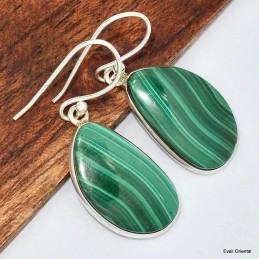 Boucles d'oreilles Malachite forme libre 