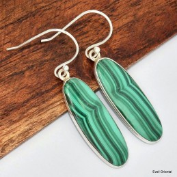 Boucles d'oreilles Malachite ovale allongée Bijoux en Malachite KC116.1