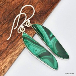 Boucles d'oreilles Malachite forme feuille 