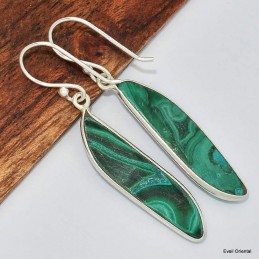 Boucles d'oreilles Malachite forme feuille 