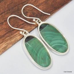 Boucles d'oreilles ovales en Malachite 