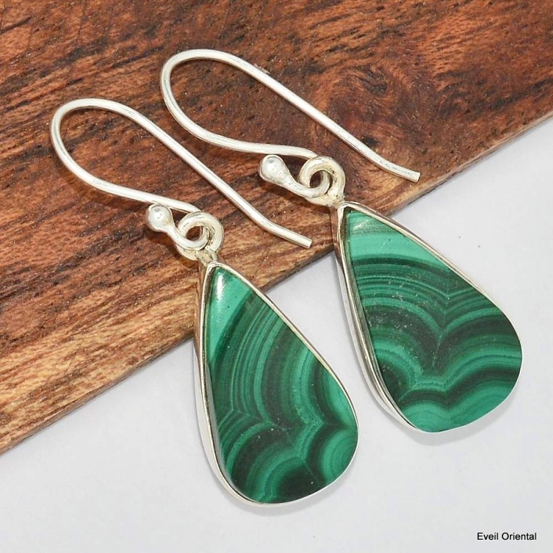 Boucles d'oreilles goutte en Malachite 