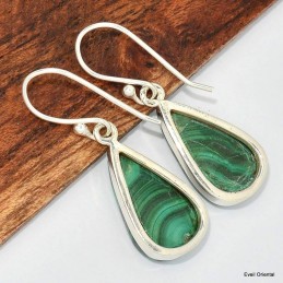 Boucles d'oreilles goutte en Malachite 